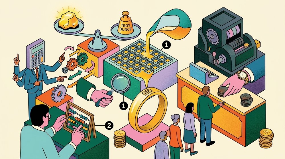 The math: from spot price to 14K per gram